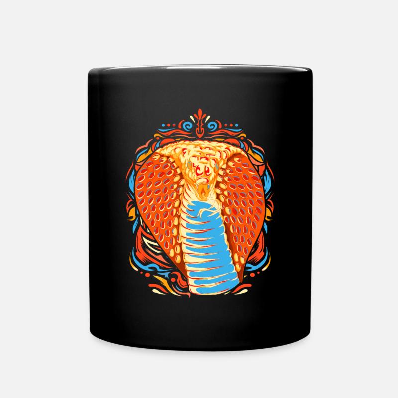 Reptilien Raubtier Buntes Schlangen Geschenk Kobra - Tasse einfarbig - Schwarz