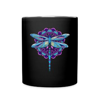 Mandala Tierliebhaber Insekt Geschenk Libelle - Tasse einfarbig - Schwarz - Vorne