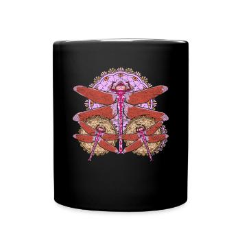 Dragonfly Lover Insect Gift Mandala Dragonfly - Full Colour Mug - black - Front