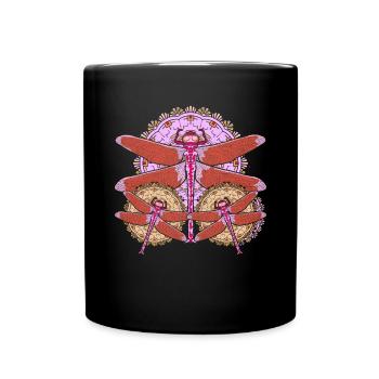 Tierliebhaber Mandala Insekt Geschenk Tier Libelle - Tasse einfarbig - Schwarz - Vorne
