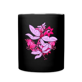 Colorful Flowers Insect Animal Gift Dragonfly - Full Colour Mug - black - Front