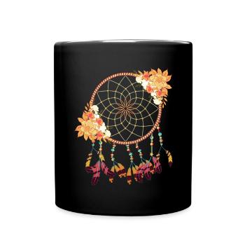 Boho Flower Bijoux Hippie Cadeau Capteur de rêves - Mug uni - noir - Devant