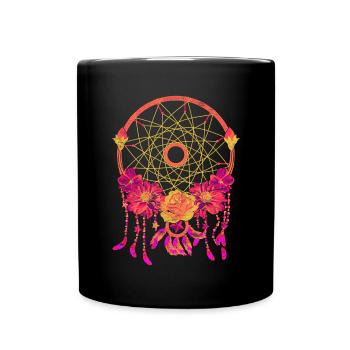 Pretty Flowers Hippie Bijoux Cadeau Capteur de rêves - Mug uni - noir - Devant
