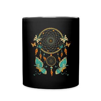 Feather Jewelry Butterfly Gift Dream Catcher - Full Colour Mug - black - Front