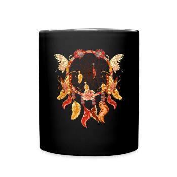 Boho Fleurs Papillon Cadeau Capteur de rêves - Mug uni - noir - Devant