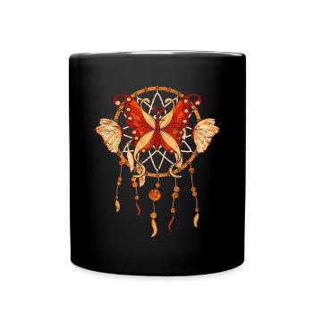 Feathers Vintage Butterfly Gift Dream Catcher - Full Colour Mug - black - Front