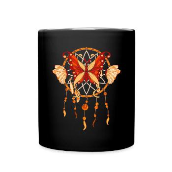 Feather Jewelry Gift Butterfly Dream Catcher - Full Colour Mug - black - Front
