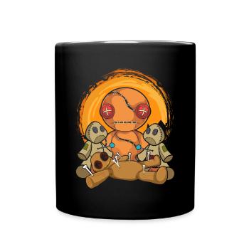 Voodoo Spell Wicca Witch Gift Voodoo Doll - Full Colour Mug - black - Front