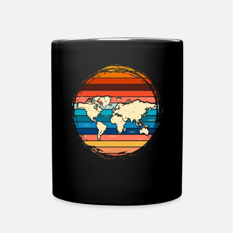 Retro Weltkarte - Tasse einfarbig - Schwarz