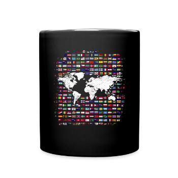 Carte du monde Carte de voyage Drapeau cadeau - Mug uni - noir - Devant