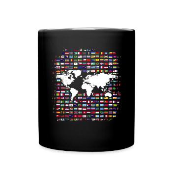 Map Flags Travel Gift World Map - Full Colour Mug - black - Front