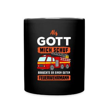 Feuerwehrauto Feuerwehrleute Feuerwehrmann - Tasse einfarbig - Schwarz - Vorne