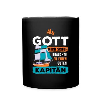 Segelboot Segelschiff Bootsfahrer Kapitän - Tasse einfarbig - Schwarz - Vorne