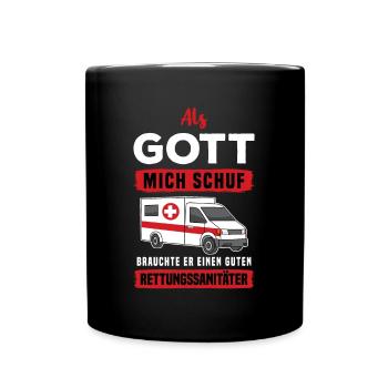 Sanitäter Notarzt Rettungshelfer Rettungsdienst - Tasse einfarbig - Schwarz - Vorne