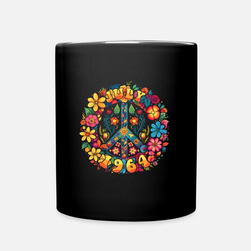 Flower Power Hippie Geburstag - Juli 1964 - Tasse einfarbig - Schwarz
