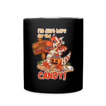 I'm Just Here For Candy Halloween Drache Mumie - Tasse einfarbig - Schwarz - Vorne