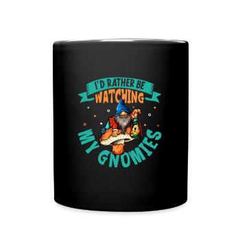 Ich geh lieber Gartenzwerge beobachten - Tasse einfarbig - Schwarz - Vorne