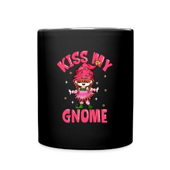 Küss meinen Gartenzwerg - Tasse einfarbig - Schwarz - Vorne
