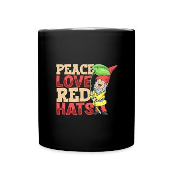 Peace Love Red Hats - Garden Gnome - Full Colour Mug - black - Front
