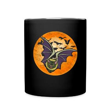 Fledermäuse Vollmond Tier Geschenk Fledermaus - Tasse einfarbig - Schwarz - Vorne