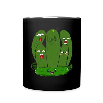 Pickle Vegetable Gherkin Funny Gift Cucumber - Full Colour Mug - black - Front