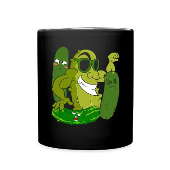 Saure Gurke Lustiges Geschenk Sonnenbrille Gurke - Tasse einfarbig - Schwarz - Vorne