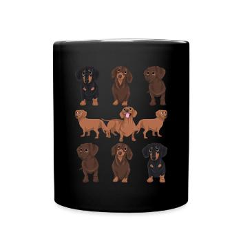 Hunde Hundebesitzer Geschenk Niedliches Dackel - Tasse einfarbig - Schwarz - Vorne