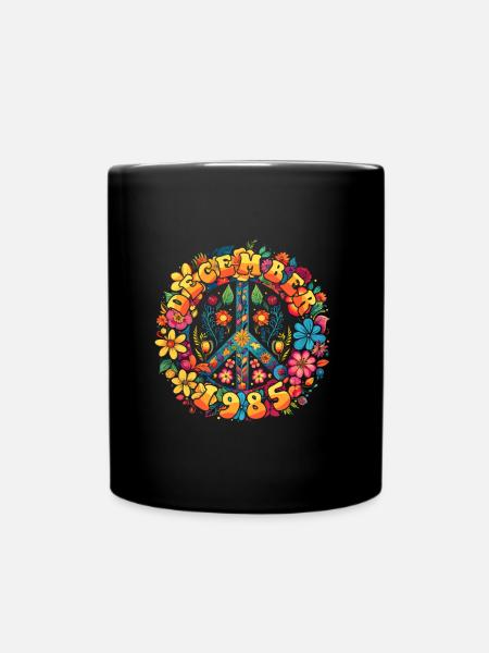 Flower Power Hippie Birthday - Décembre 1985 - Mug uni - noir