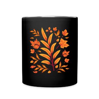 Deciduous Leaves Nature Tree Foliage Gift Autumn - Full Colour Mug - black - Front