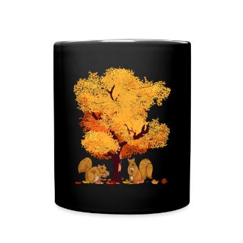 Colorful Tree Deciduous Leaves Foliage Gift Autumn - Full Colour Mug - black - Front