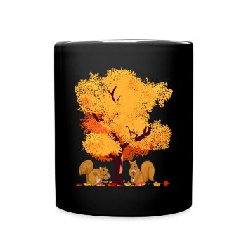 Farbenfrohes Laub Wald Baum Geschenk Herbst - Tasse einfarbig - Schwarz - Vorne