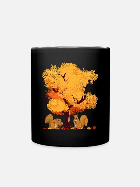 Farbenfrohes Laub Wald Baum Geschenk Herbst - Tasse einfarbig - Schwarz