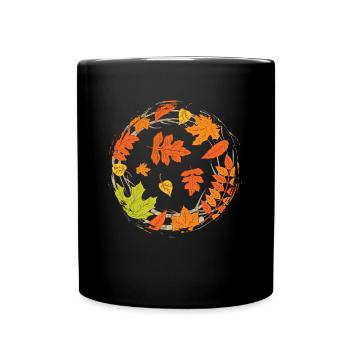Bunte Laubblätter Wald Laub Geschenk Herbst - Tasse einfarbig - Schwarz - Vorne