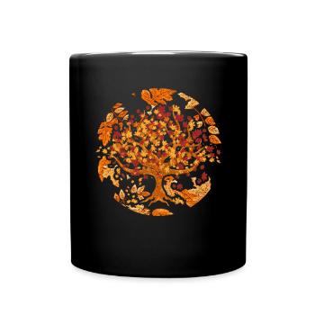 Farbenfrohes Laub Natur Baum Geschenk Herbst - Tasse einfarbig - Schwarz - Vorne