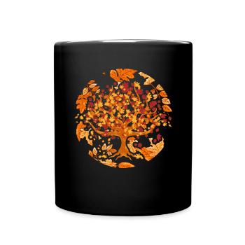 Natur Laub Wald Bunte Laubblätter Geschenk Herbst - Tasse einfarbig - Schwarz - Vorne