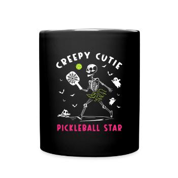 Gruselige Cutie Pickleball Skelett Halloween Frauen - Tasse einfarbig - Schwarz - Vorne