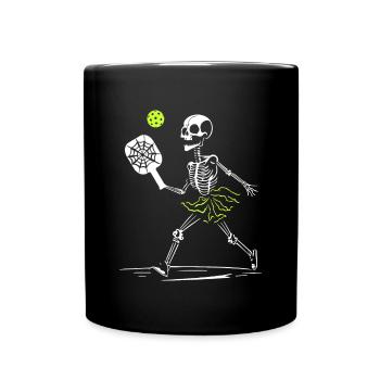 Gruselige Pickleball Skelett Halloween Damen - Tasse einfarbig - Schwarz - Vorne