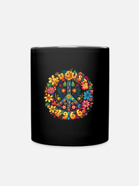 Flower Power Hippie Geburstag - August 1966 - Tasse einfarbig - Schwarz