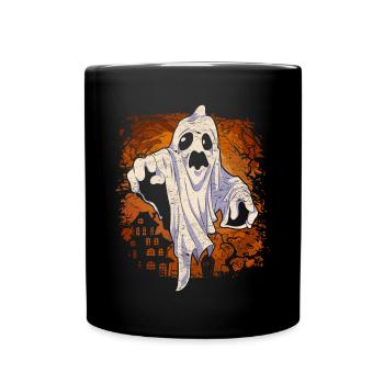 Gespenst Gruseliges Halloween Geschenk Geist - Tasse einfarbig - Schwarz - Vorne