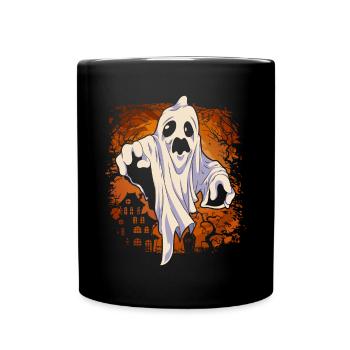 Gruseliges Gespenst Halloween Geschenk Geist - Tasse einfarbig - Schwarz - Vorne