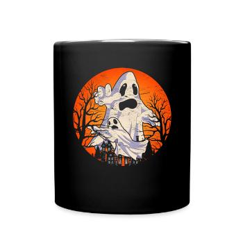 Vollmond Gruseliges Halloween Geschenk Geist - Tasse einfarbig - Schwarz - Vorne