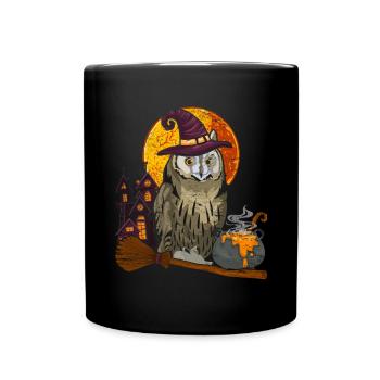 Hexen Hut Weiser Vogel Geschenk Halloween Eule - Tasse einfarbig - Schwarz - Vorne