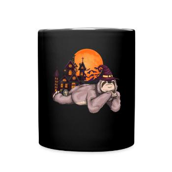 Full Moon Witches Animal Gift Halloween Sloth - Full Colour Mug - black - Front