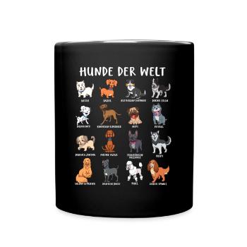 Hunde der Welt - verschiedene Hunderassen - Tasse einfarbig - Schwarz - Vorne