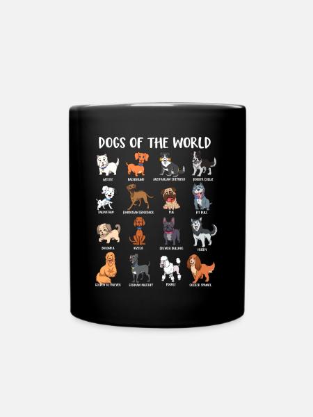 Kawaii Cartoon Hunderassen - Tasse einfarbig - Schwarz