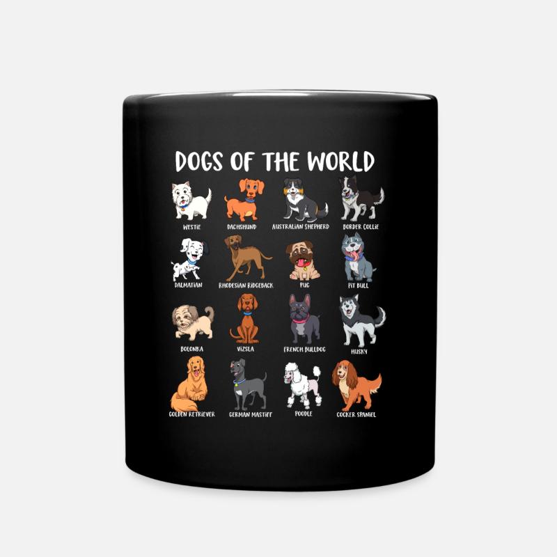 Kawaii Cartoon Hunderassen - Tasse einfarbig - Schwarz