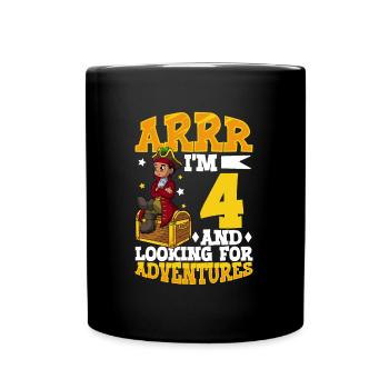 I'm 4 - Boy Pirate - Full Colour Mug - black - Front