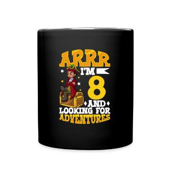 Ich bin 8 - Jungen Pirat - Tasse einfarbig - Schwarz - Vorne