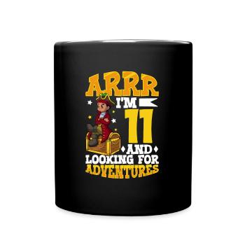 Ich bin 11 - Jungen Pirat - Tasse einfarbig - Schwarz - Vorne