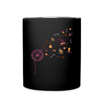 Hexen Hut Geschenk Gruseliges Pusteblume Halloween - Tasse einfarbig - Schwarz - Vorne